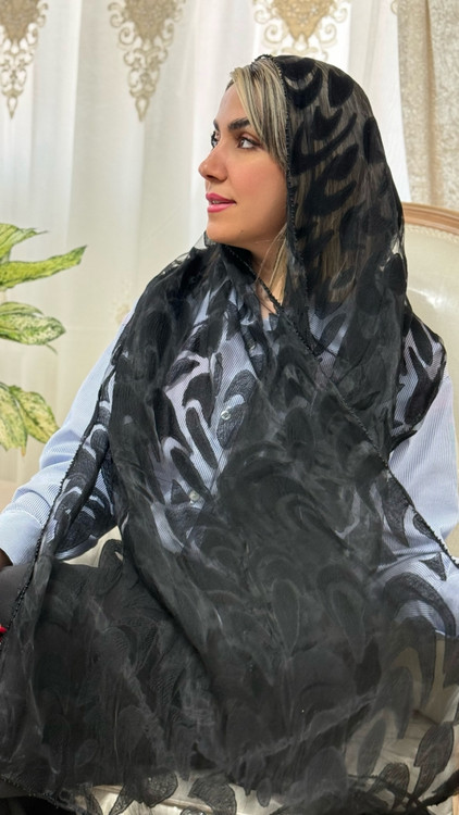 شال مجلسی مشکی توری شیک و جذاب