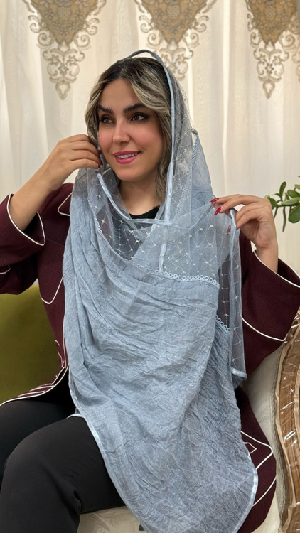 خرید شال توری دو جنس | ترکیب توری و نخی چروک