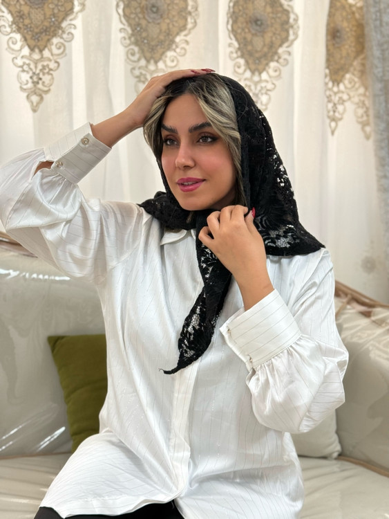 روسری گیپور سه گوش مشکی (مینی اسکارف)