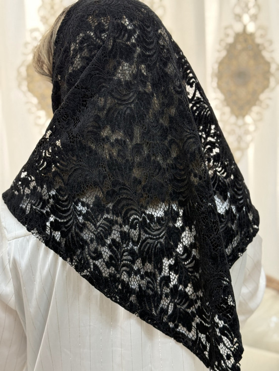 روسری گیپور سه گوش مشکی (مینی اسکارف)