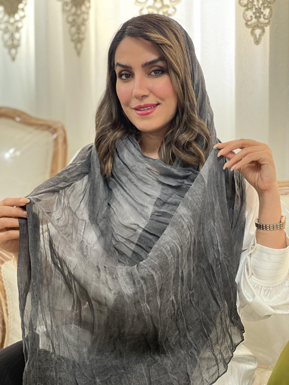 شال طرح چروک وارداتی نخی بهار و تابستانه زغالی