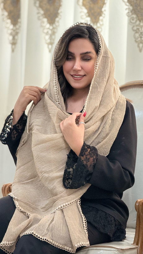 شال نخی شاین دار لب گیپور مزونی