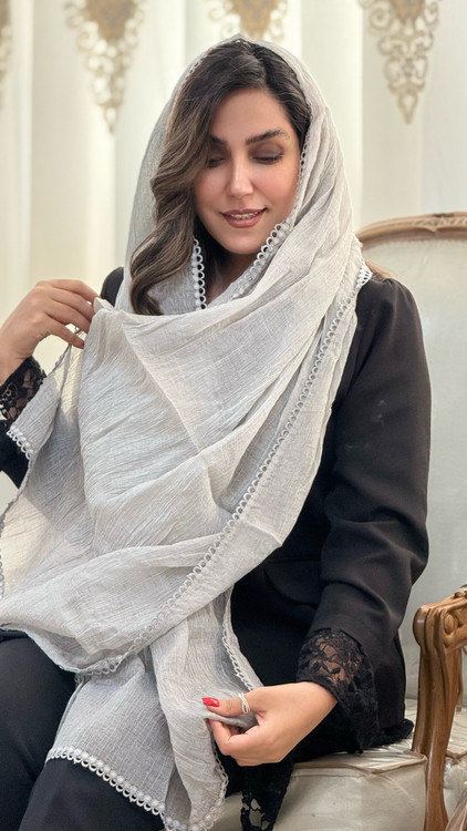 شال نخی شاین دار لب گیپور مزونی