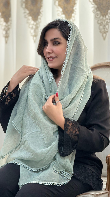 شال نخی شاین دار لب گیپور مزونی