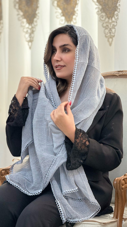 شال نخی شاین دار لب گیپور مزونی