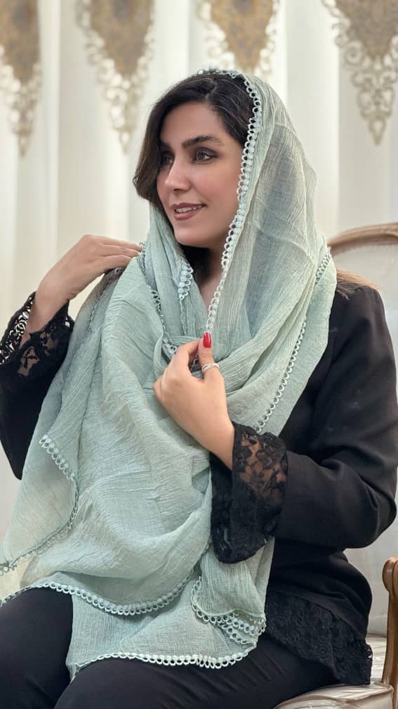 شال نخی شاین دار لب گیپور مزونی