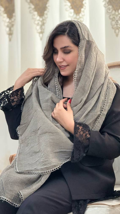 شال نخی شاین دار لب گیپور مزونی